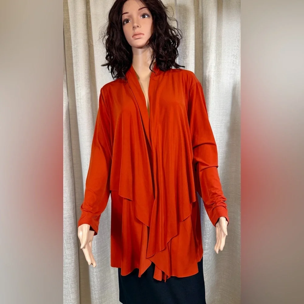 🍂 Susan Graver Liquid Knit Waterfall Cardigan – Size 2X - Picture 2 of 7